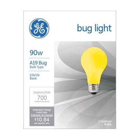 Current GE 2PK 90W YEL Bug Bulb 61435